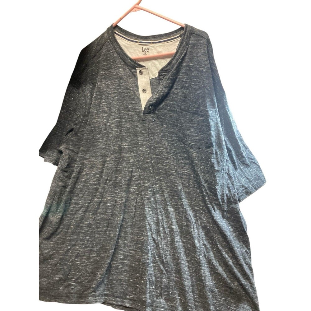 Men's Lee Henley 3XL Short Sleeve Gray Shirt